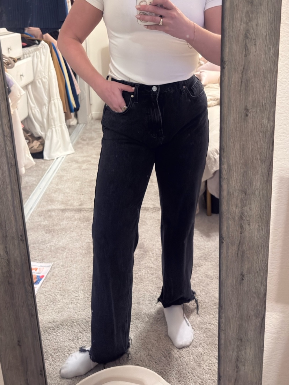 Zara relaxed Black Washed Jeans — Comfortable Everyday Fit